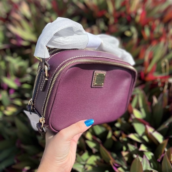 NWT Dooney & Bourke Saffiano Leather Sawyer Crossbody Bag • Plum Wine - Picture 2 of 15